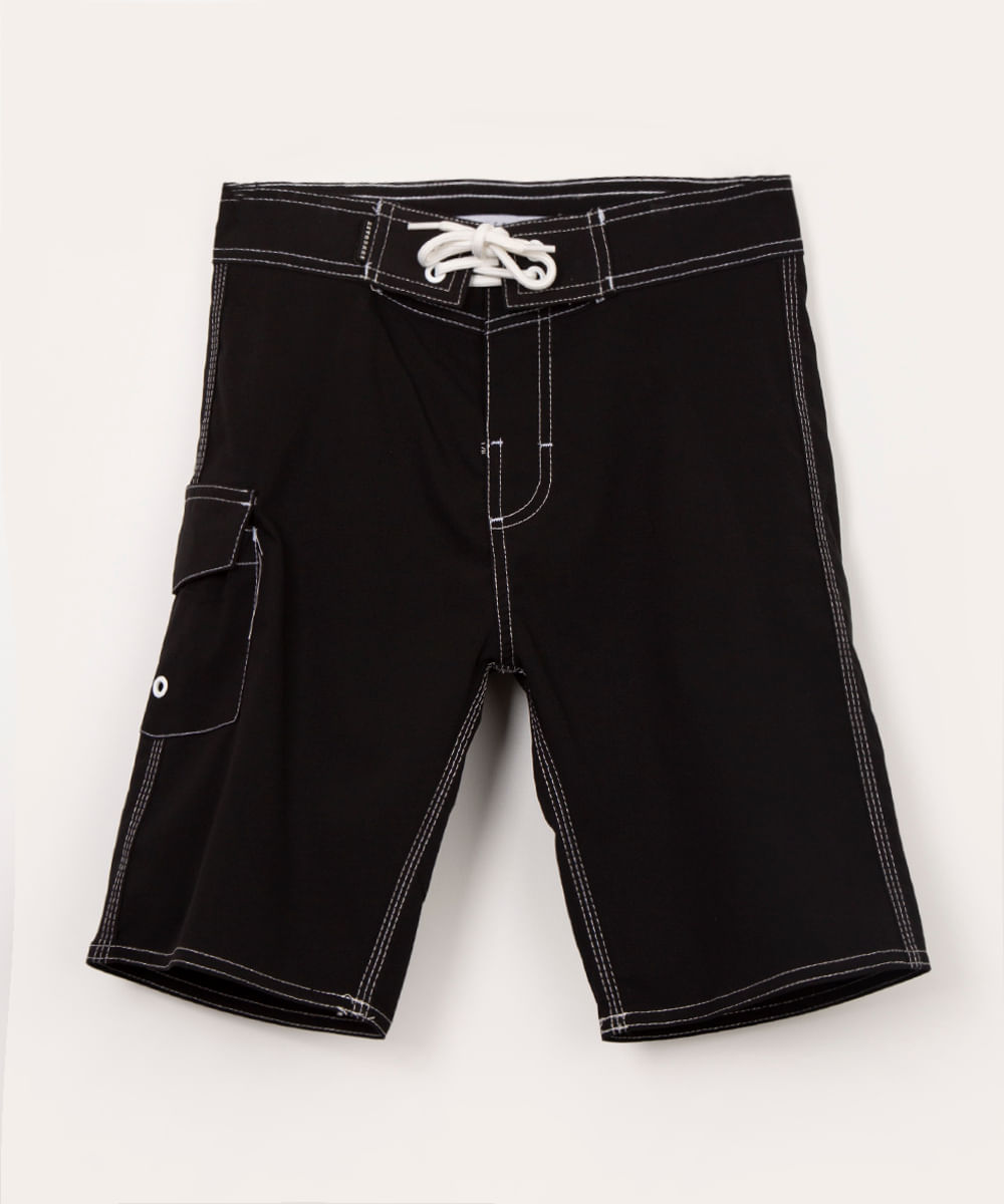 short de surf juvenil com cordão preto