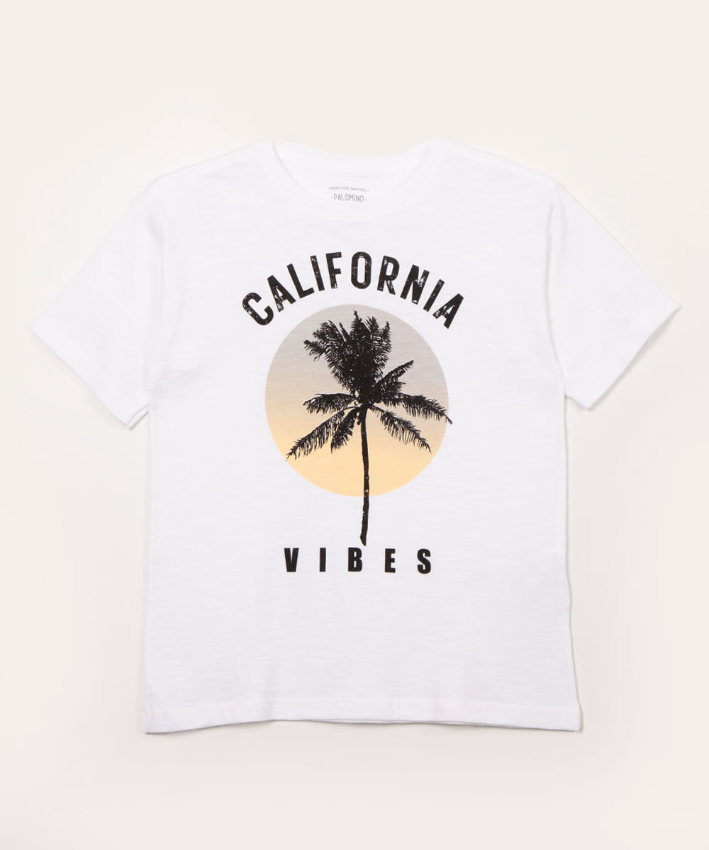 camiseta infantil de algodão california off white