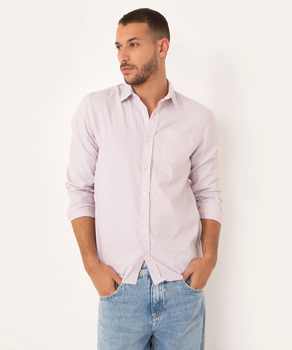 camisa comfort manga longa com bolso branca