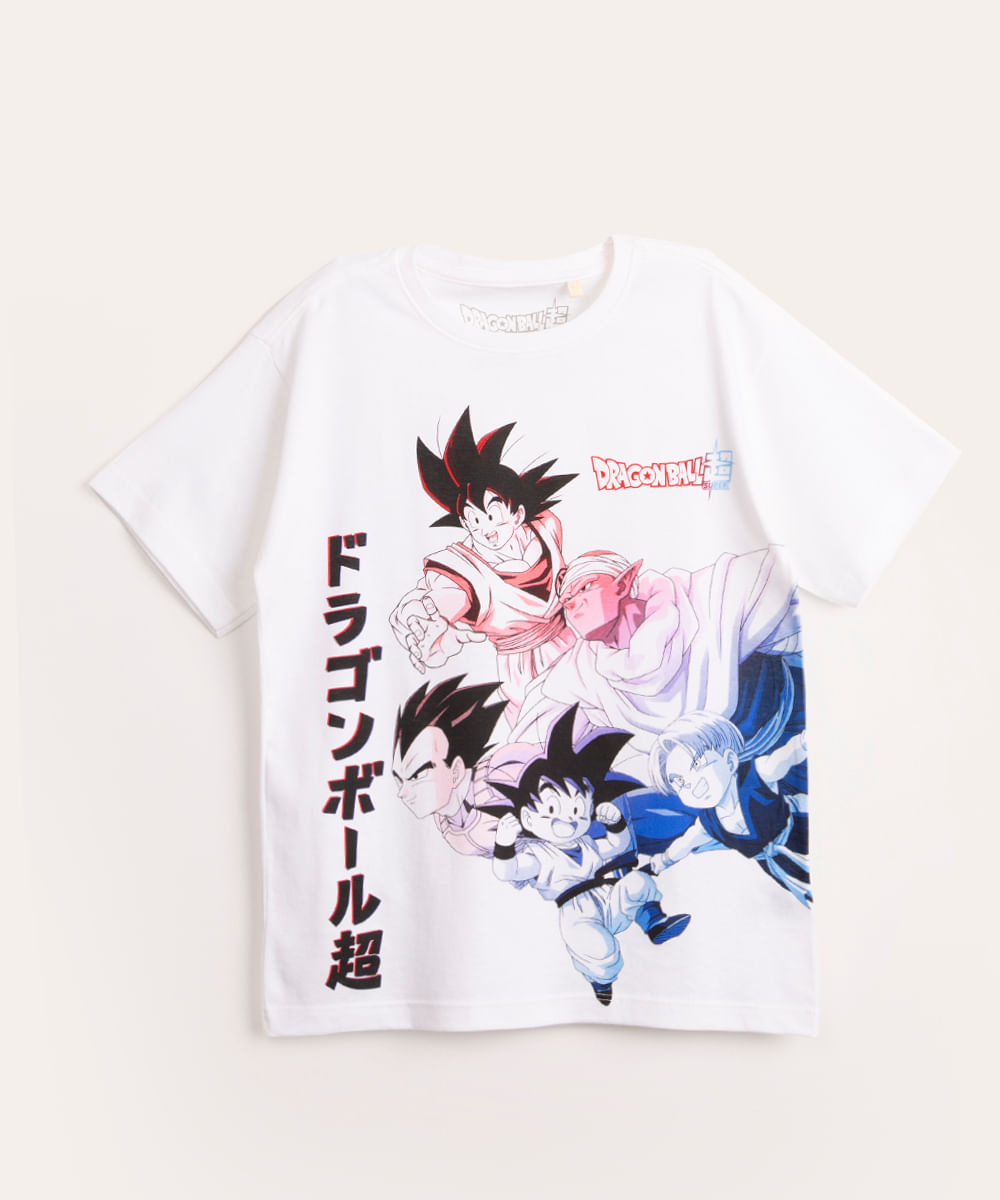 camiseta infantil manga curta dragon ball off white