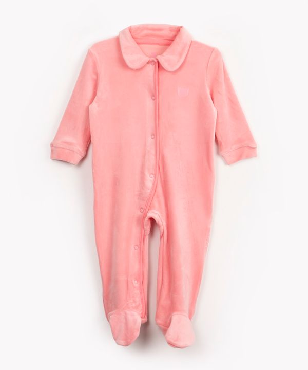 macacão infatil de plush ursinho rosa claro 9-12