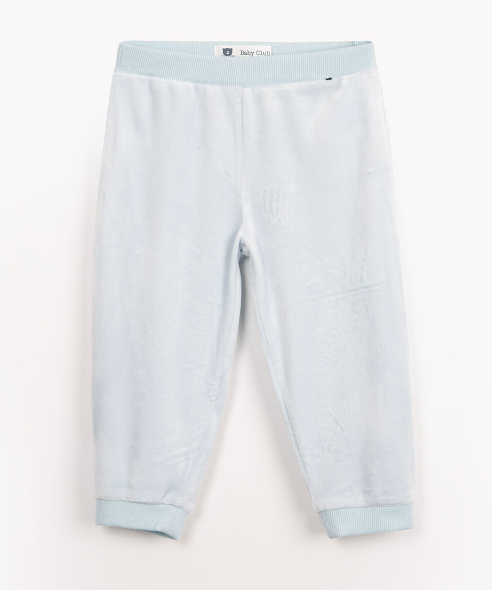 calça infantil de plush cós elástico azul