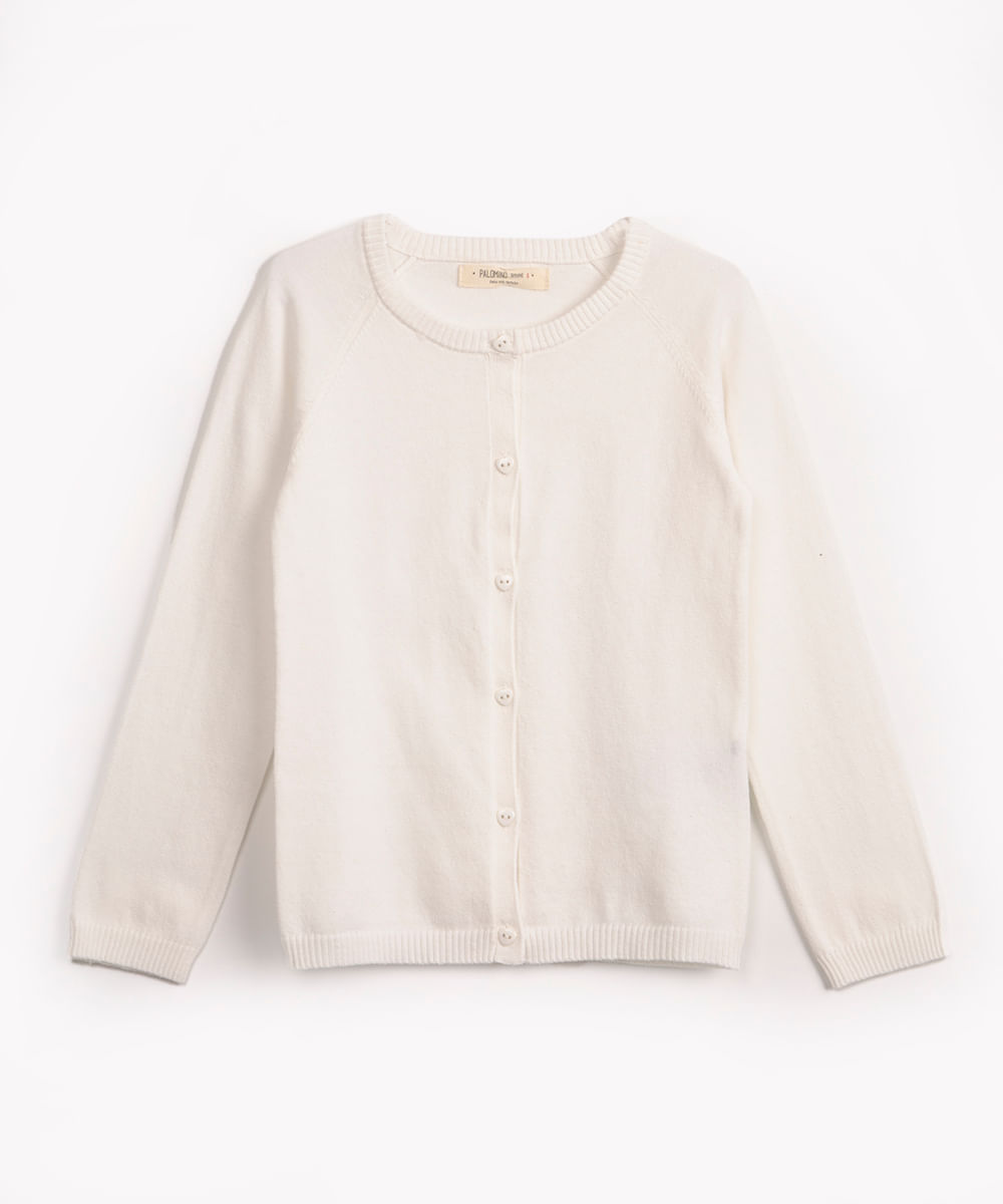 cardigan de tricô infantil básico off white