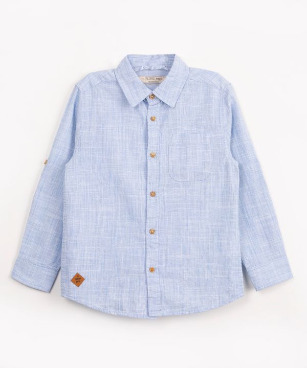 camisa infantil de algodão manga longa azul claro 6