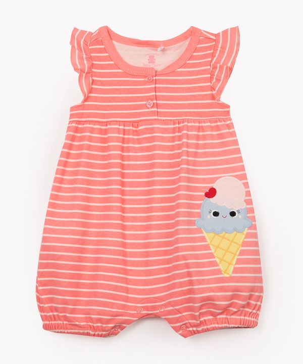 macacão infantil de algodão curto sorvete rosa 6-9