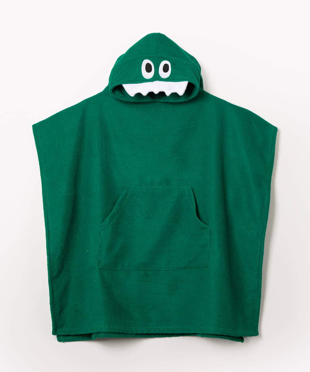 poncho saída de praia infantil jacaré verde