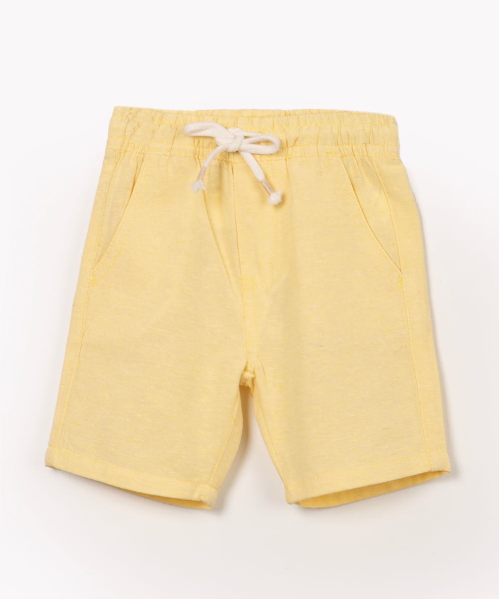 bermuda infantil de sarja com cordão amarelo claro