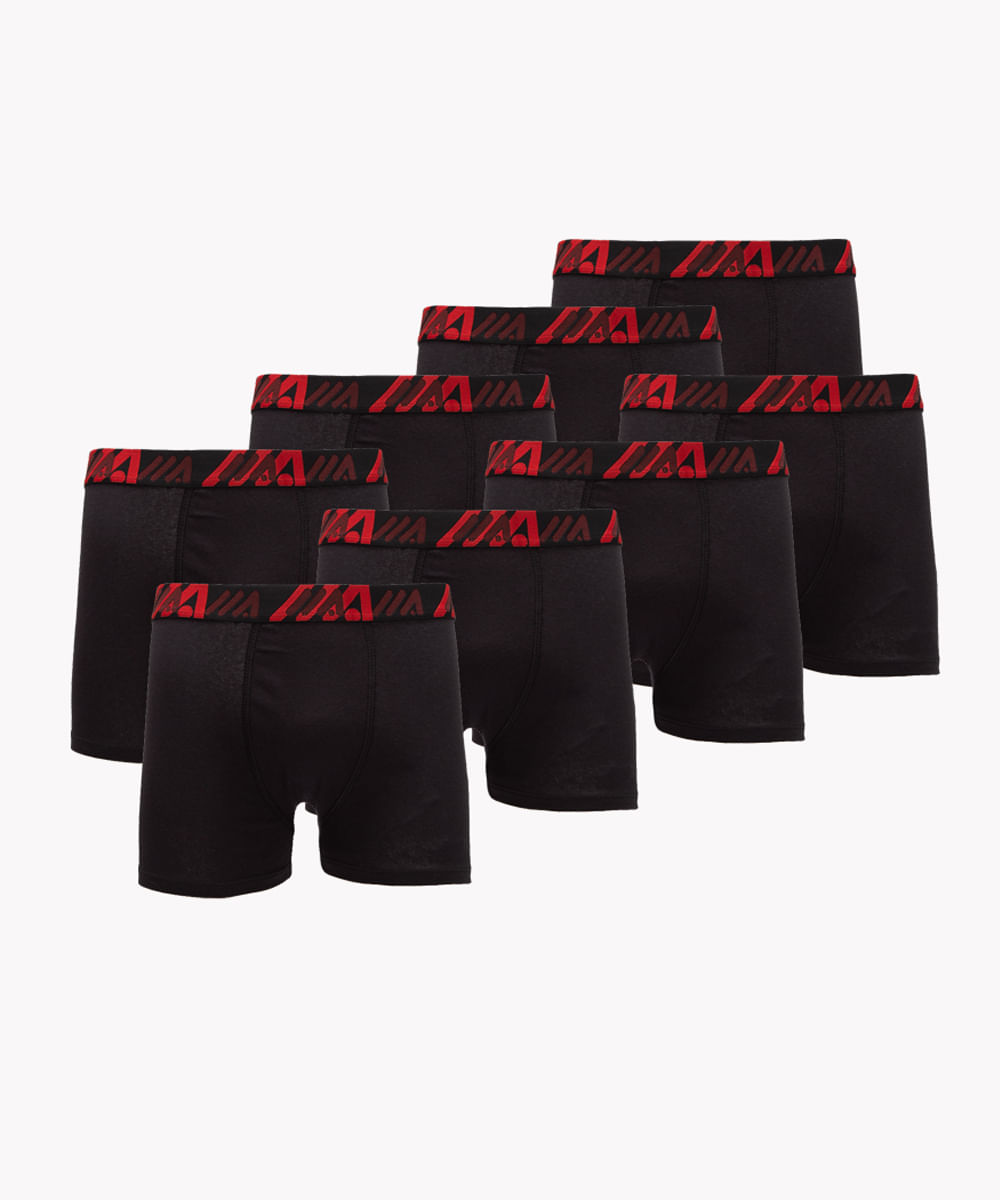 kit de 8 cueca boxer de algodão ace preto