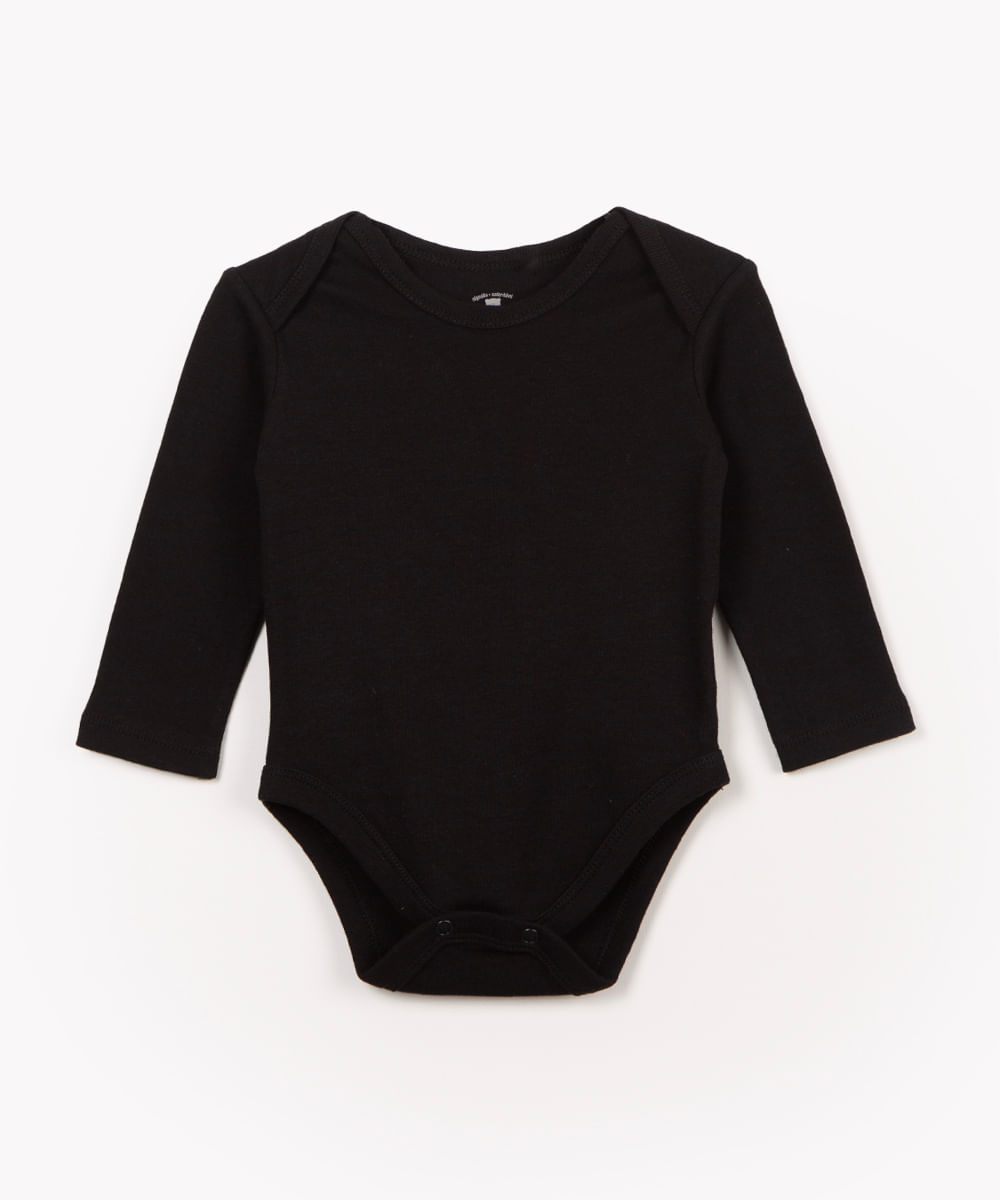 body infantil manga longa básico preto