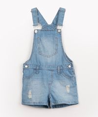 jardineira infantil jeans azul medio