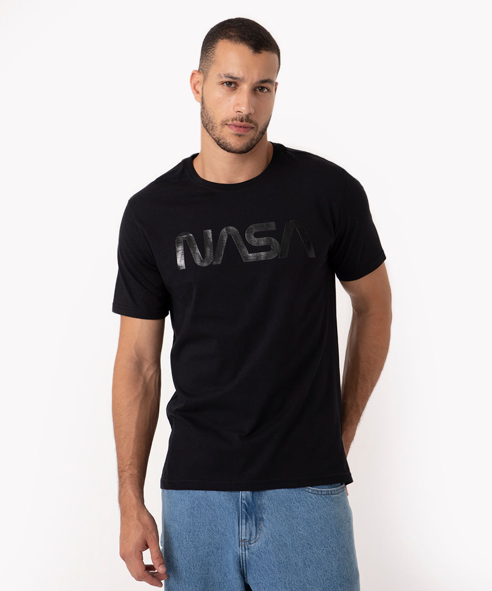 camiseta de malha nasa manga curta preto