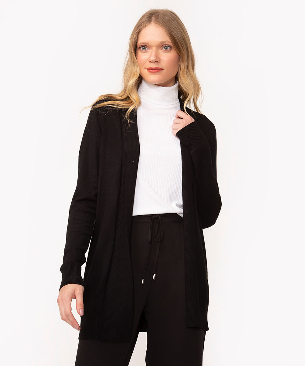 cardigan de tricô detalhe canelado bordô - preto