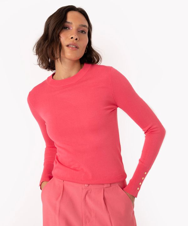 suéter de tricô com botões vinho - rosa G