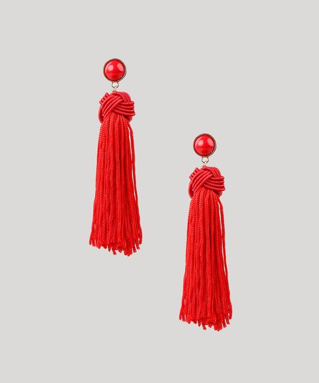 Brinco-Feminino-com-Tassel-Vermelho-9261684-Vermelho_1
