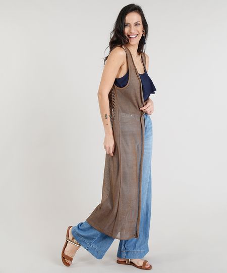 Colete-Feminino-em-Trico-Alongado-Marrom-9224490-Marrom_1