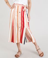 Saia-Midi-Feminina-com-Fendas-e-Faixa-para-Amarrar-Listrada-Rose-9190788-Rose_1