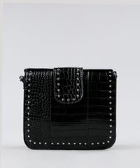 Bolsa-Feminina-Transversal-Texturizada-com-Tachas-e-Corrente-Preta-9250195-Preto_1