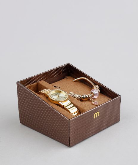 Kit-de-Relogio-Analogico-Mondaine-Feminino---Pulseira---53542LPMVDE1K--Dourado-9377309-Dourado_1