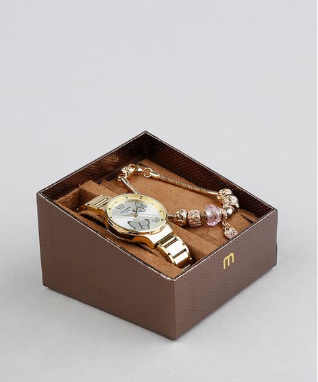 Kit-de-Relogio-Analogico-Mondaine-Feminino---Pulseira---53628LPMVDE1KB-Dourado-9377582-Dourado_1