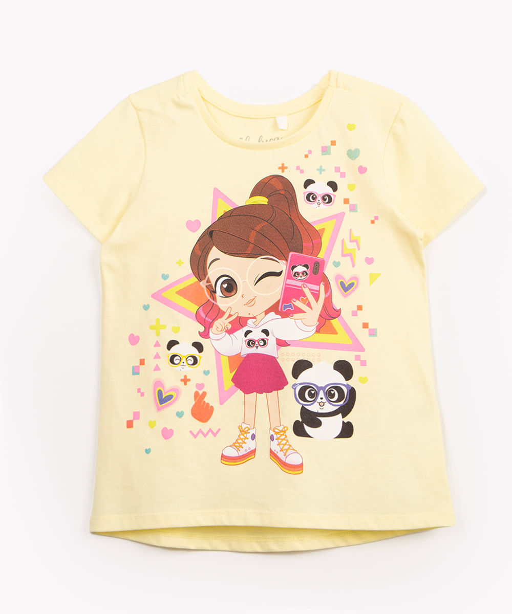 blusa infantil de algodão manga curta luluca amarelo