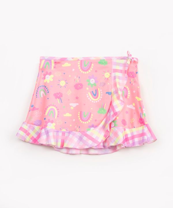 saída de praia envelope infantil vichy com babado multicor 6