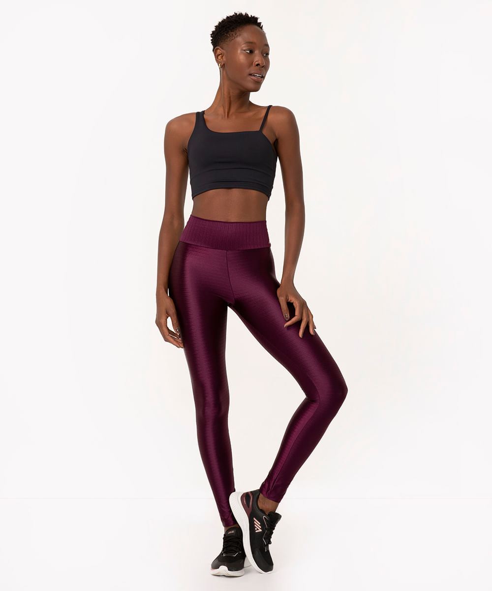 calça legging esportiva ace texturizada roxo médio