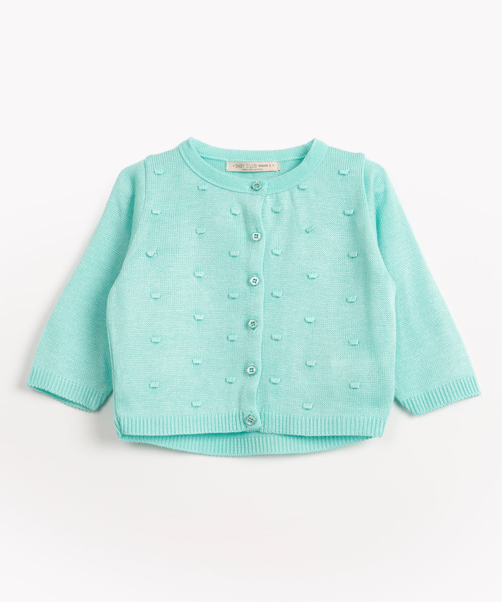 cardigan infantil de tricô texturizado manga longa verde