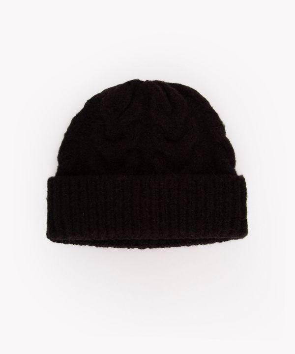 gorro de tricô texturizado trançado preto Único