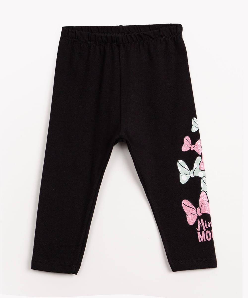 calça infantil legging minnie mouse preto