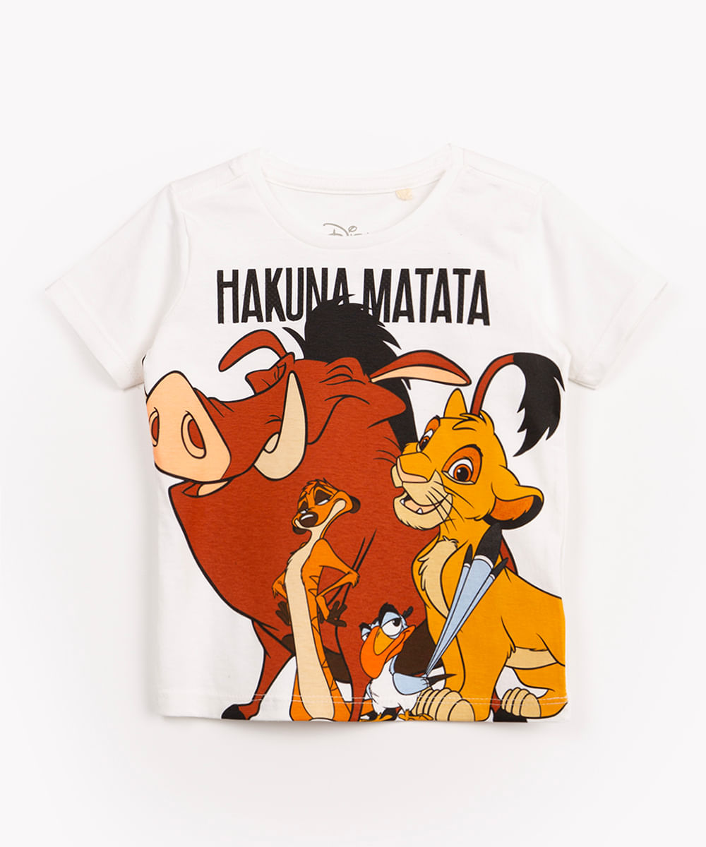 camiseta infantil rei leão manga curta off white