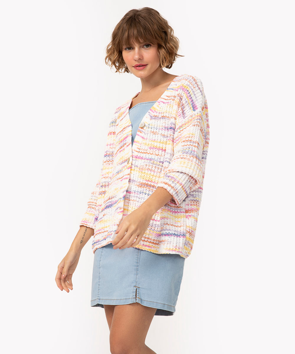 Cardigan Oversized de Tricot Multicor