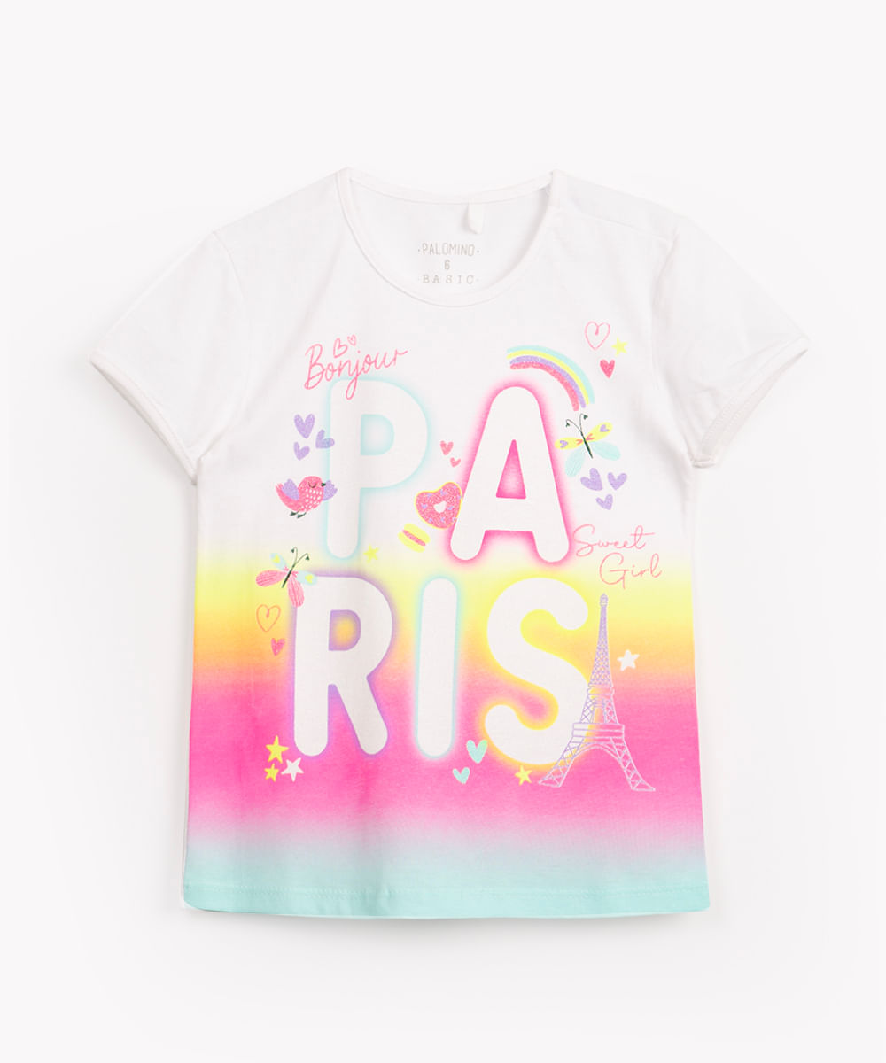 blusa infantil de malha paris manga curta multicor