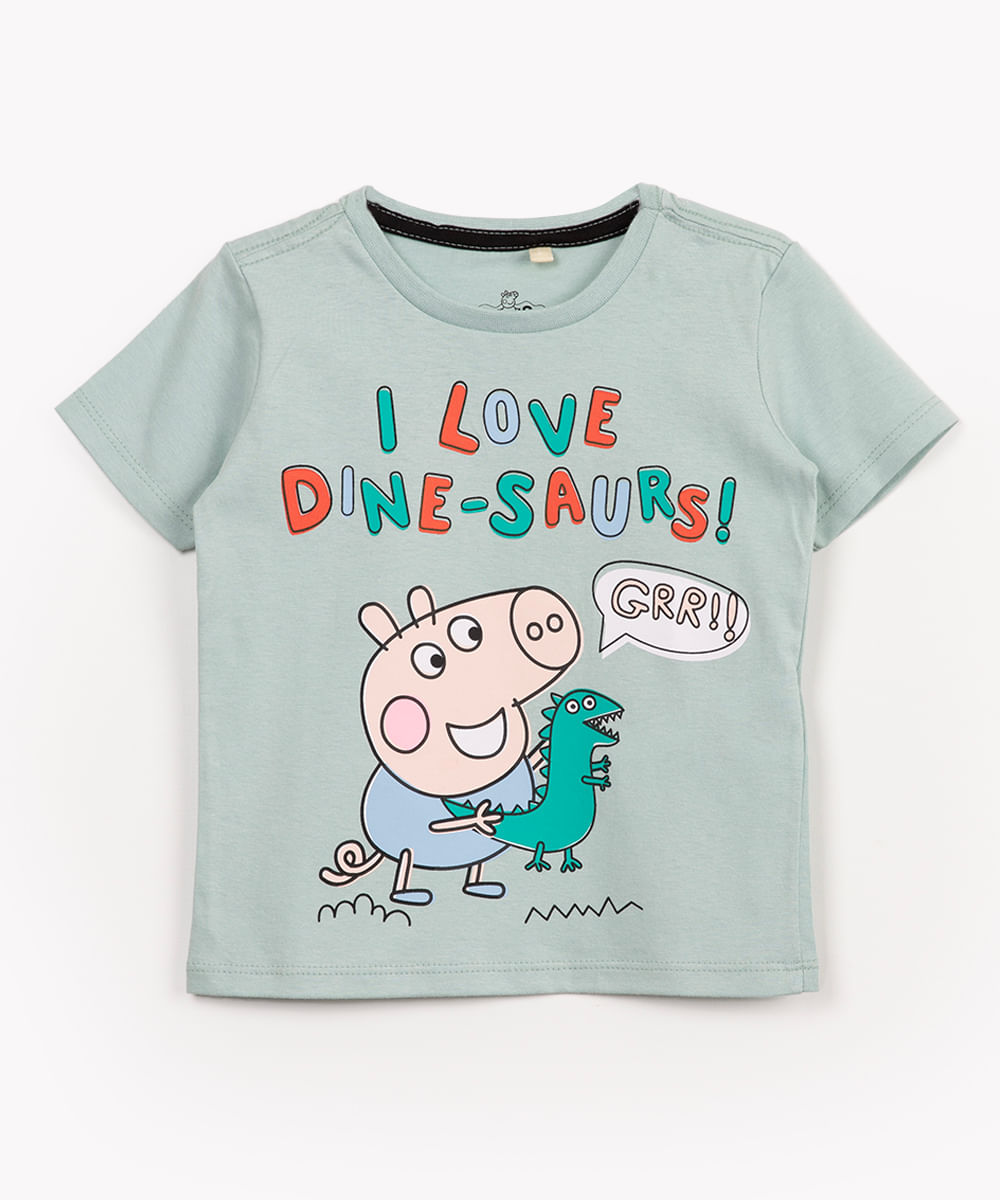 camiseta de malha infantil peppa manga curta verde