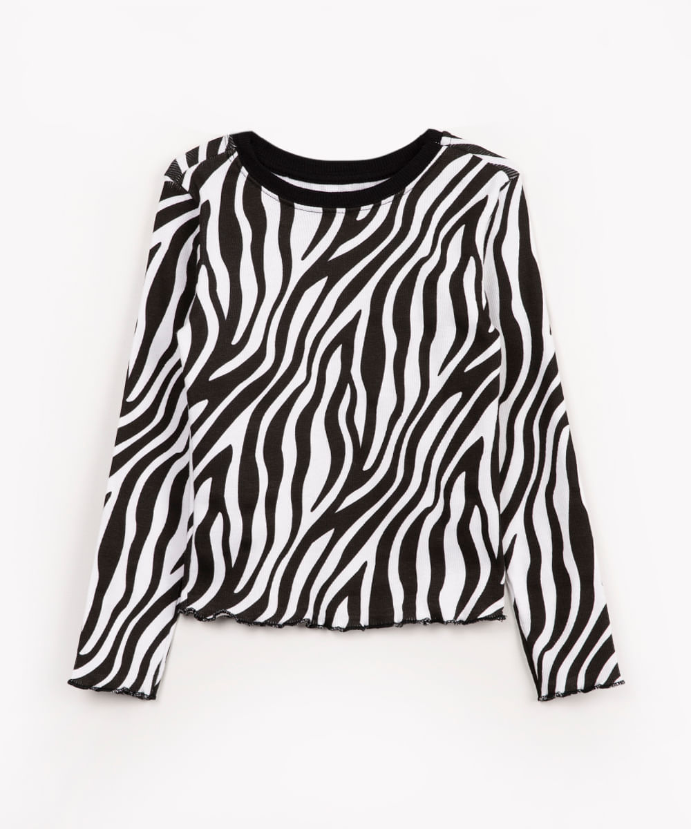 blusa infantil de malha animal print manga longa multicor