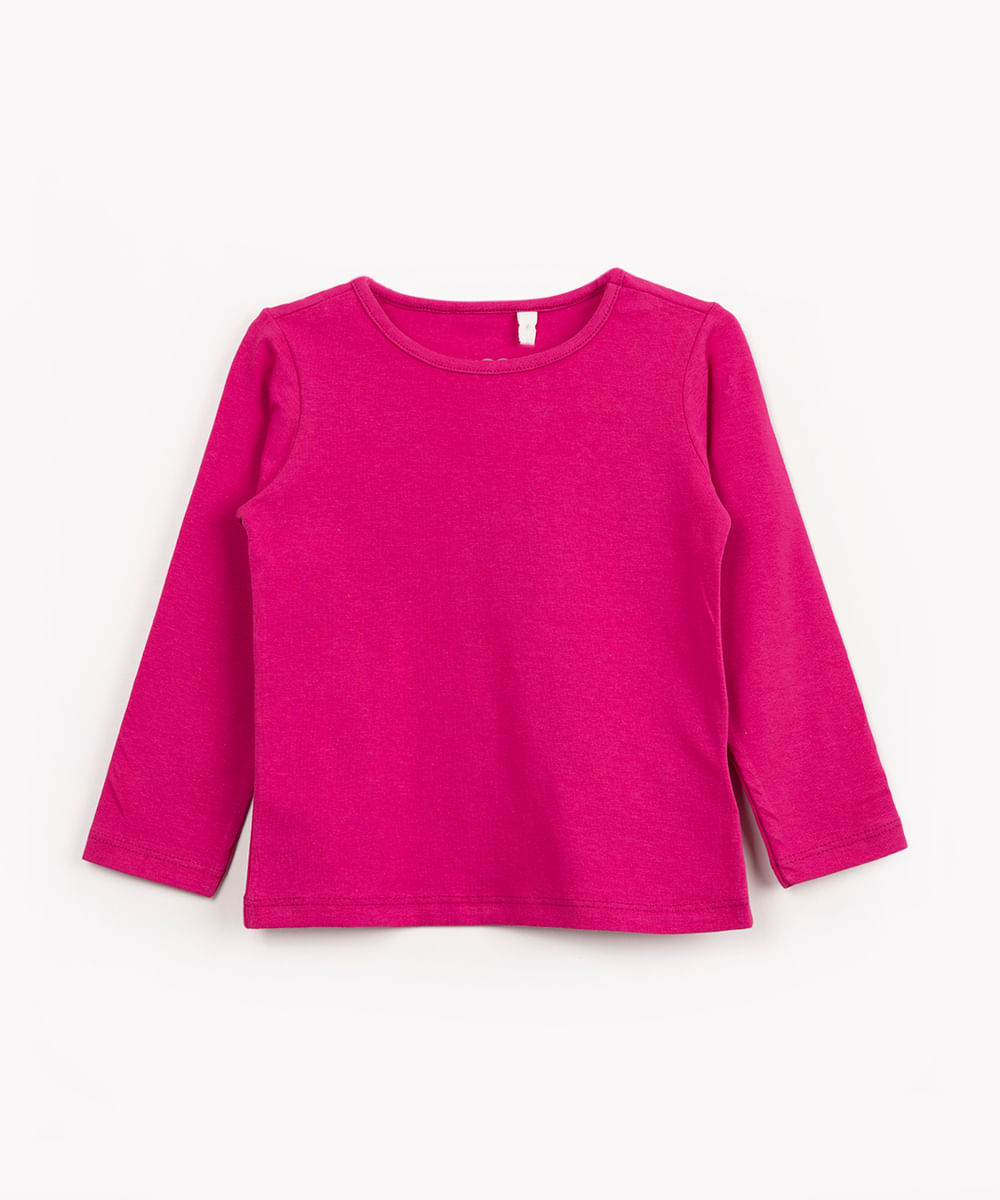 blusa infantil de malha manga longa pink