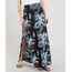 Saia-Longa-Feminina-Estampada-de-Folhagem-com-Fendas-Preta-9309643-Preto_1