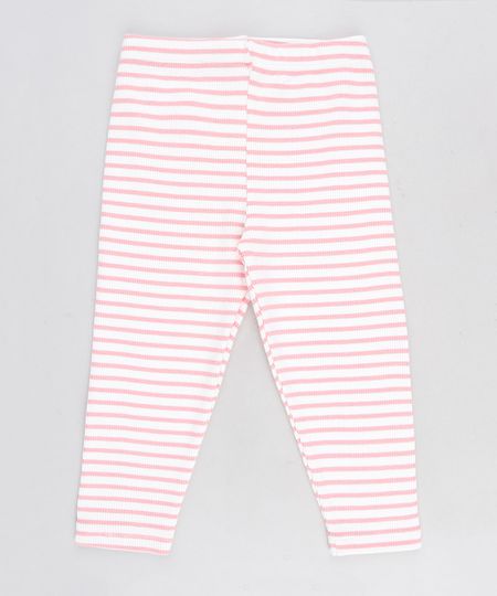 Calça Legging Infantil Canelada Listrada com Bolso Branca Menor preço em Calça Legging Infantil Canelada Listrada com Bolso Branca