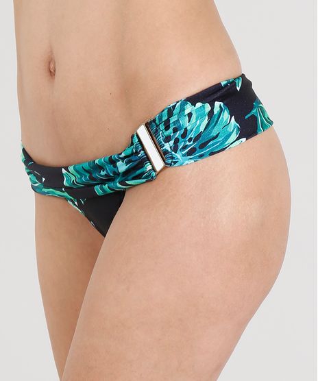 Biquini-Calcinha-Tanga-Estampada-de-Folhas-com-Protecao-UV50--Preta-9286207-Preto_1