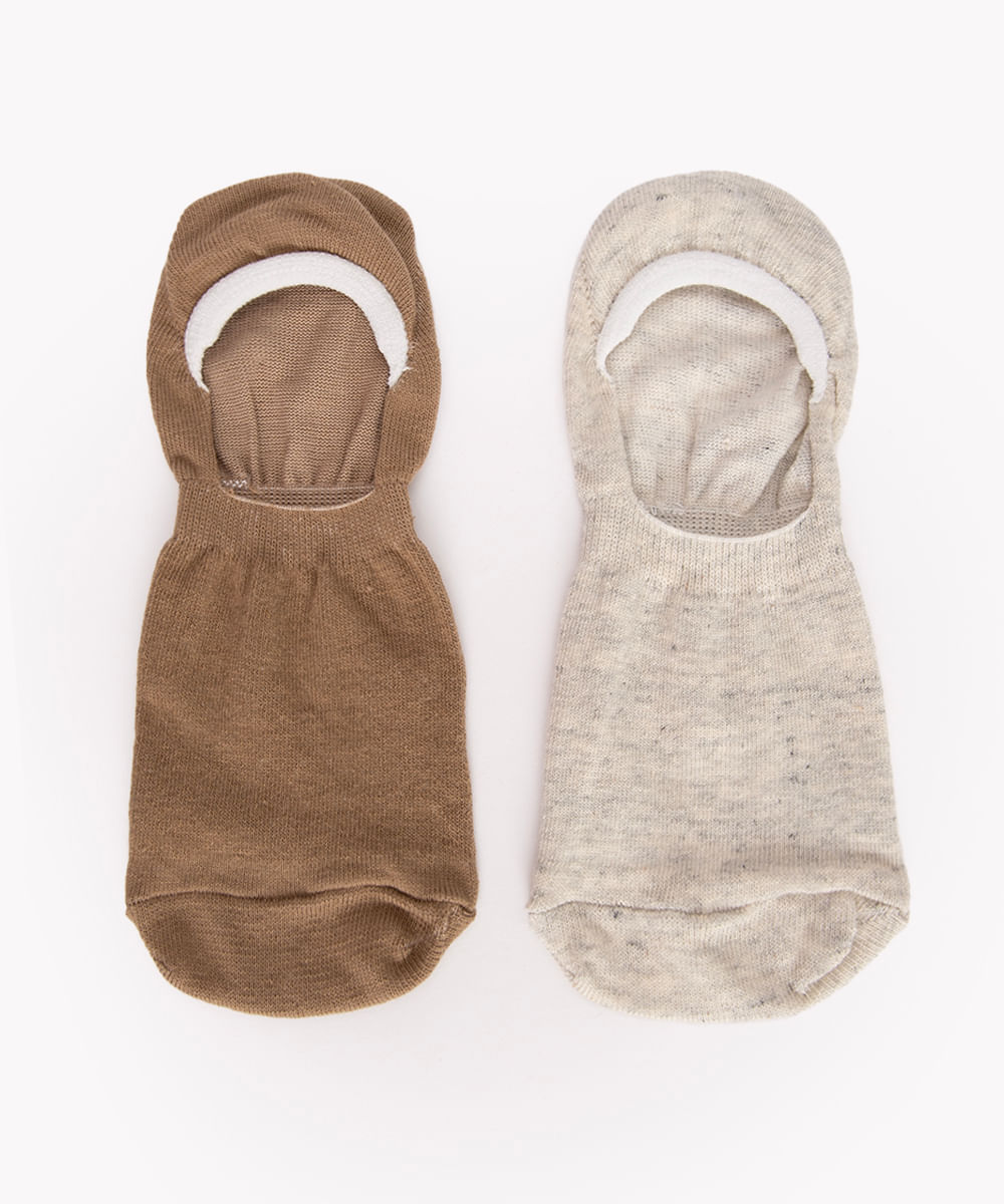 kit de 2 pares de meia invisível marrom