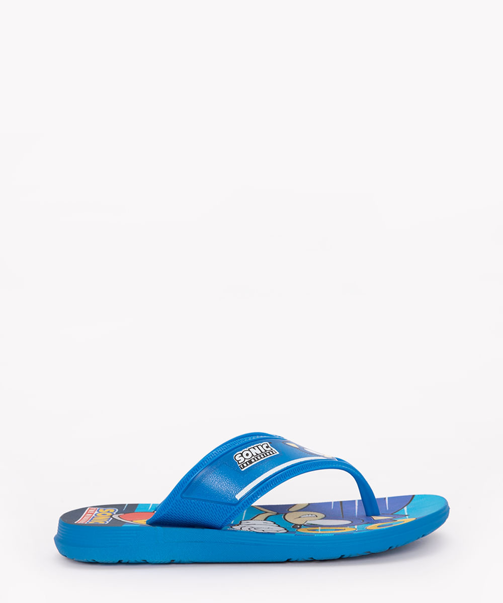 chinelo infantil de dedo Sonic azul