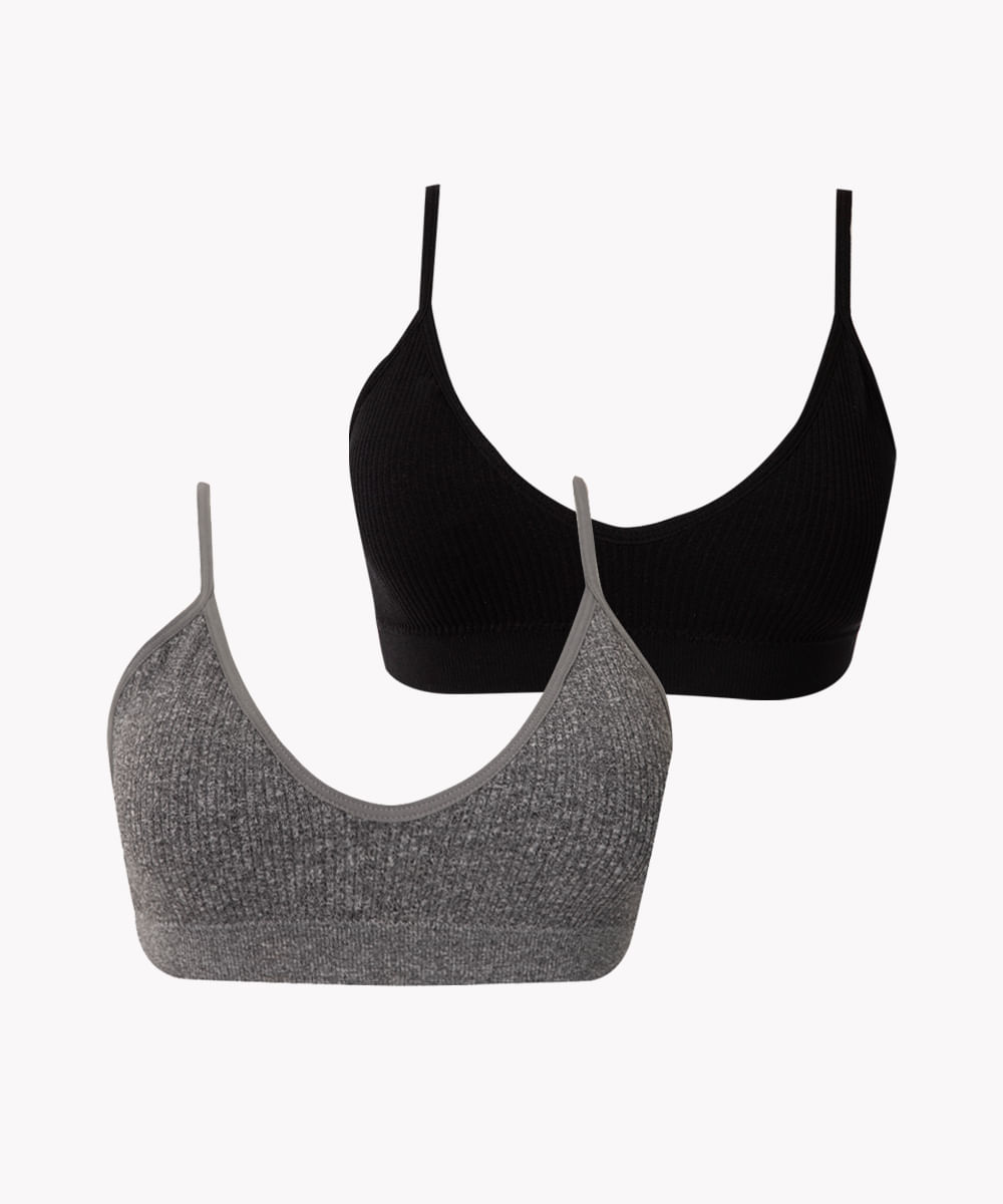 kit de 2 sutiãs com bojo removível multicor