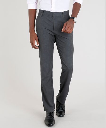 Calça Masculina Social Reta Chumbo Menor preço em Calça Masculina Social Reta Chumbo
