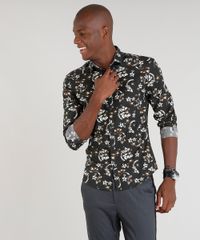 Camisa-Masculina-Slim-Estampada-Floral-Manga-Longa-Marrom-9089571-Marrom_1