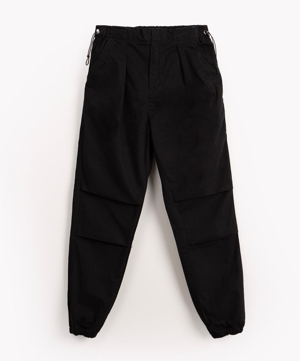 calça de sarja juvenil jogger preto