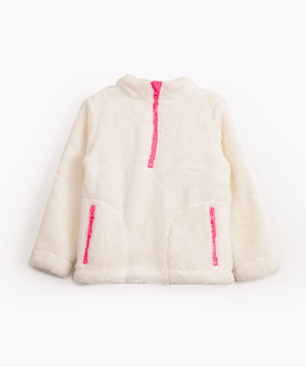 blusão infantil de pelúcia com bolsos off White