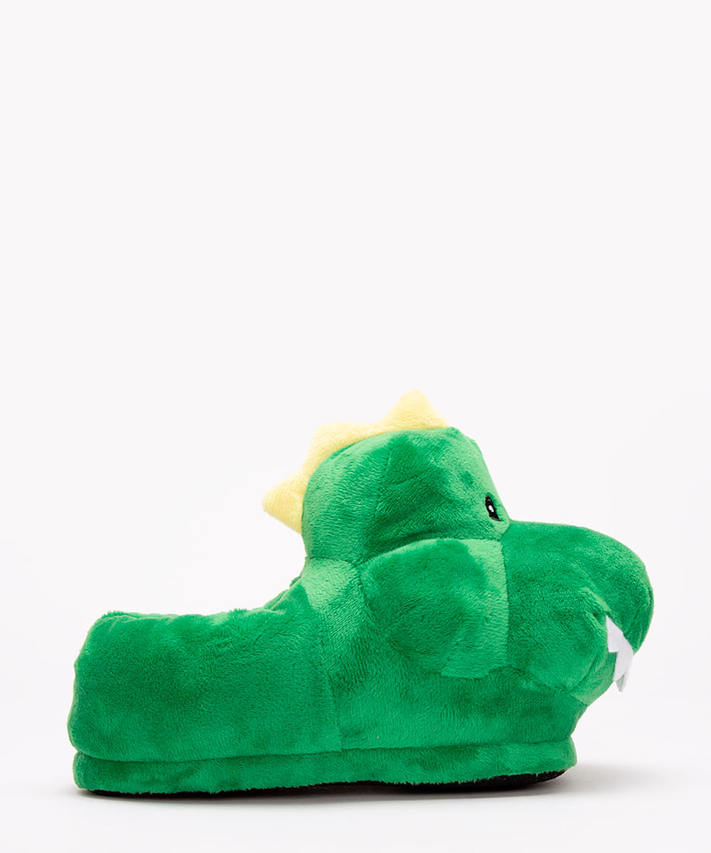 Pantufa Infantil Dinossauro em Pelúcia Verde