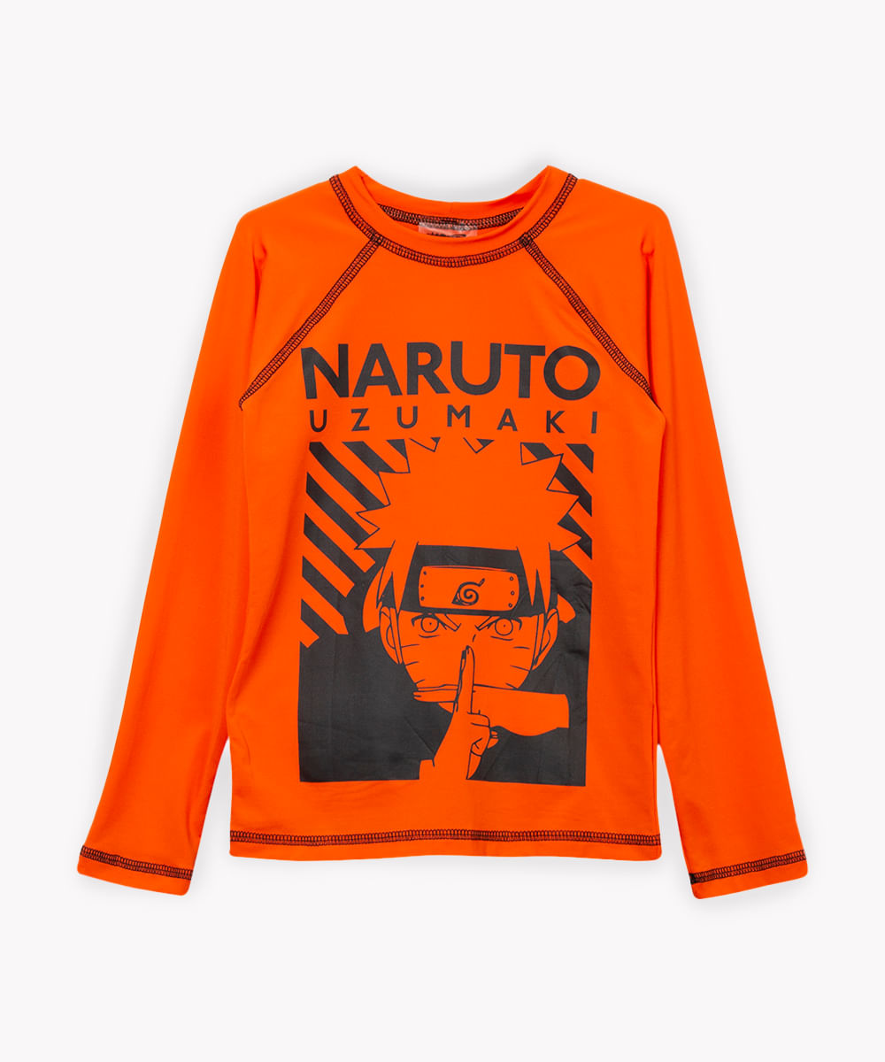 blusa de praia naruto com proteção uv50 laranja