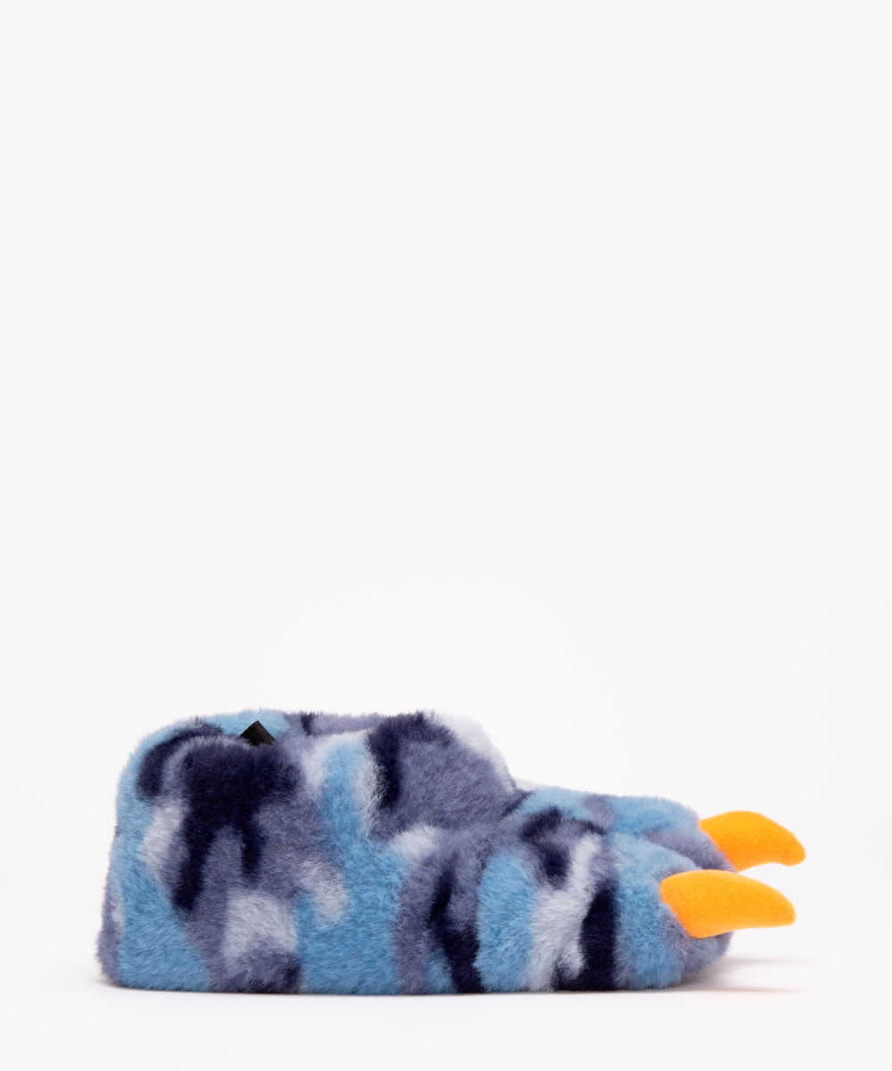 pantufa infantil pata camuflada azul