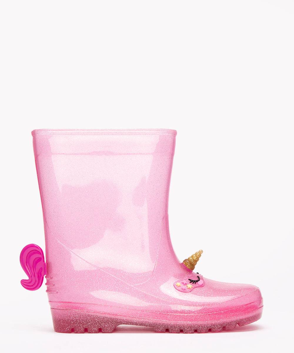 galocha infantil com glitter unicórnio palomino rosa