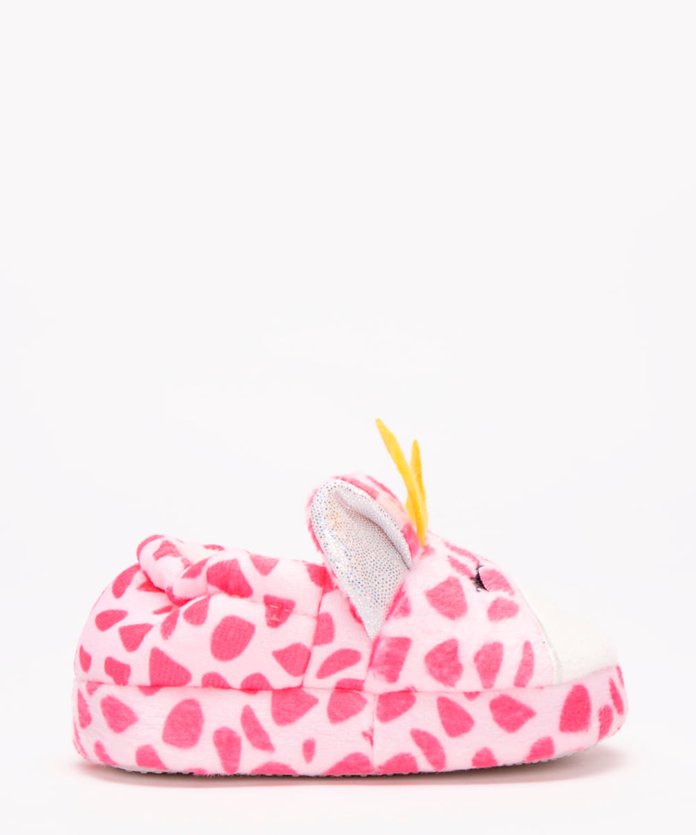 pantufa infantil girafa rosa